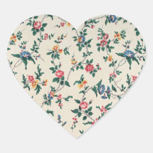 Popular multicolored flower pattern heart sticker