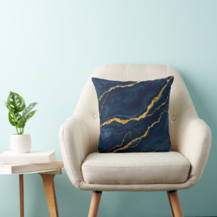 Popular Navy Blue Gold Marble Collection Cushion