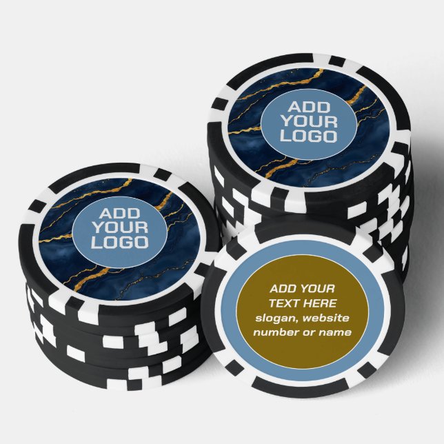 Popular Navy Blue Gold Marble Collection Poker Chips (Stack)