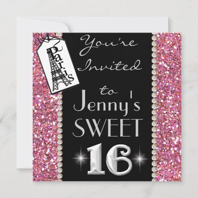 POPULAR Paris SWEET 16 BLING Party Invitation (Front)