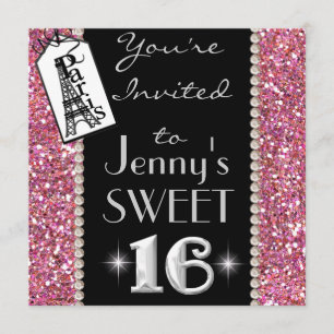 POPULAR Paris SWEET 16 BLING Party Invitation