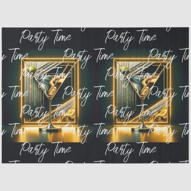 Popular Party Time Neon Personalised Tissue Paper (Front)