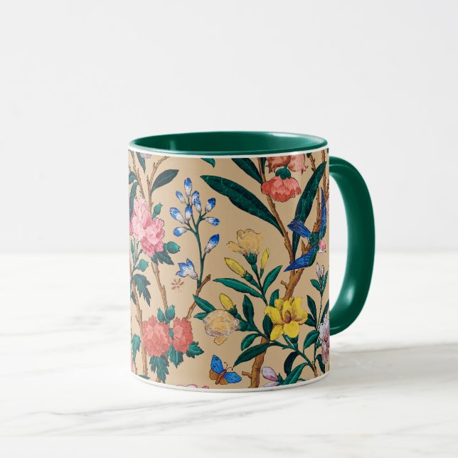 Popular pattern-birds, butterflies, bees... mug (Front Right)
