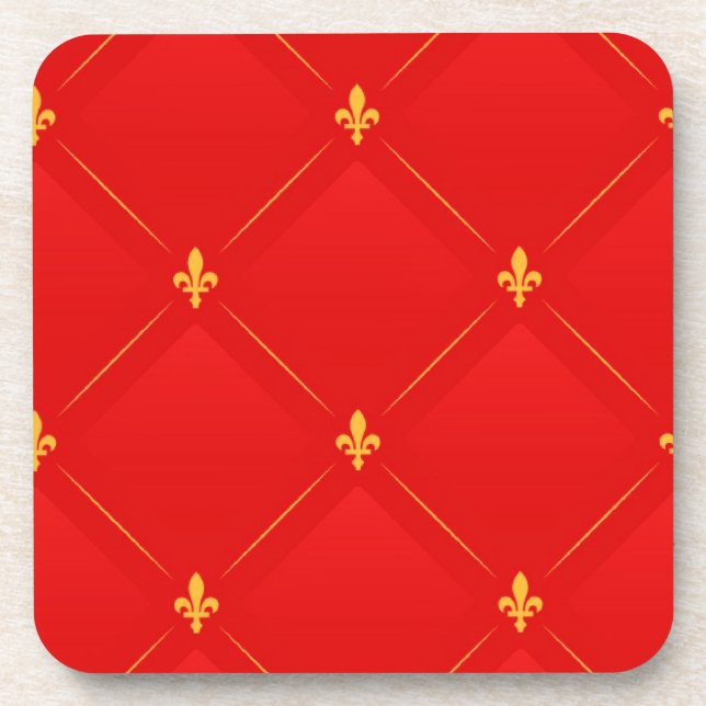 Popular pattern in red and gold coaster (Front)