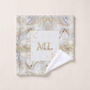 Popular pattern white Grey Sand faux golden marble Wash Cloth