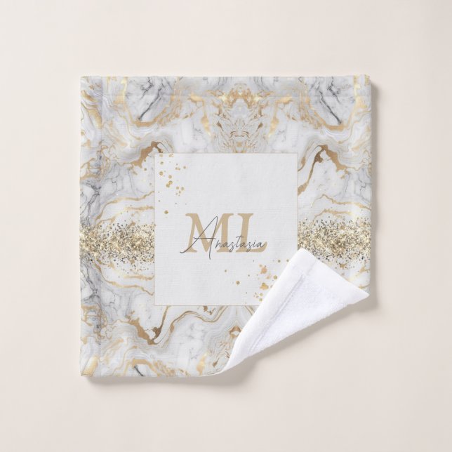 Popular pattern white Grey Sand faux golden marble Wash Cloth (Wash Cloth)