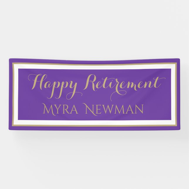 Popular pick! Happy retirement banner in purple (Horizontal)