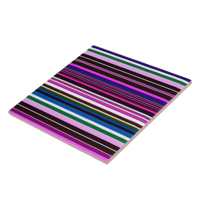 Popular Pink Purple Stripes Collection Tile (Side)