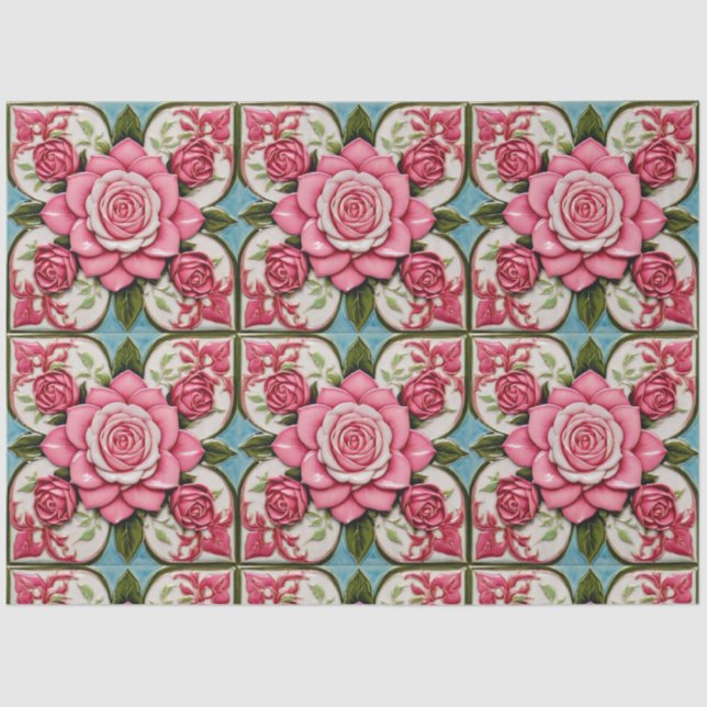 Popular Pink Roses Beautiful Collection Tissue Paper (Front)