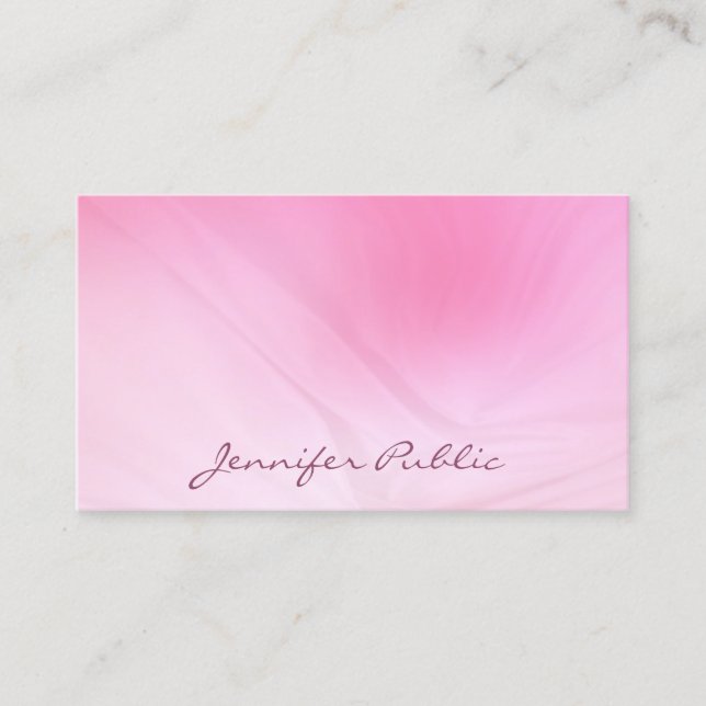 Popular Pink Template Handwritten Text Modern Business Card (Front)