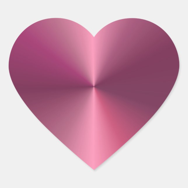 Popular Pink Template Modern Metallic Look Blank Heart Sticker (Front)