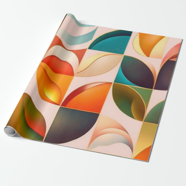 Popular Retro Abstract Squares Collection Wrapping Paper (Unrolled)