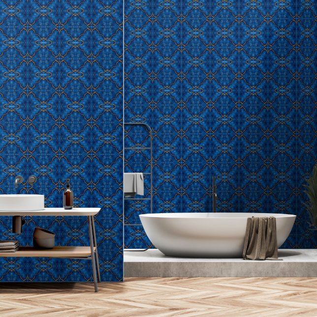 Popular Royal Blue Gold Marble Collection Wallpaper (Bathroom)