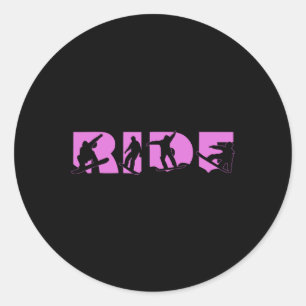 Popular Snowboarding Merch Pink Ride Snowboarder D Classic Round Sticker