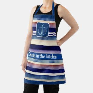Popular Summer Navy Blue Boat Stripes Collection Apron