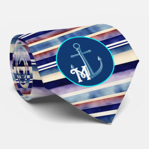 Popular Summer Navy Blue Boat Stripes Collection Tie