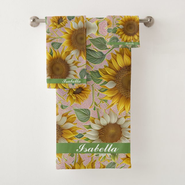Popular Sunflower Beautiful Collection Bath Towel Set (Insitu)