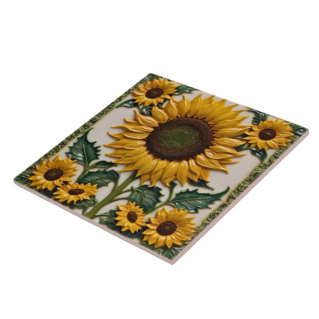 Popular Sunflowers Beautiful Collection Tile (Side)