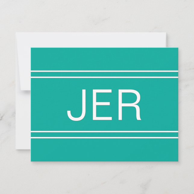 Popular Teal Personalised Monogrammed Name Initial Card (Front)