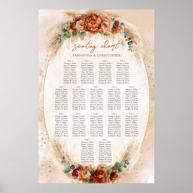 Popular terracotta burgundy floral eucalyptus sage poster (Front)