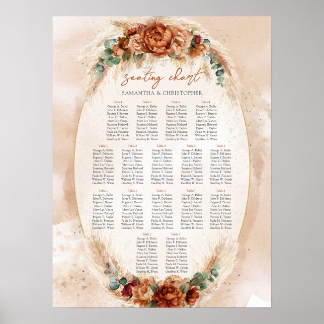 Popular terracotta burgundy floral eucalyptus sage poster (Front)