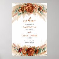 Popular terracotta deep red floral sage Welcome
