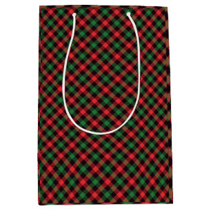 Popular Trendy Red Black Green Christmas Plaid  Medium Gift Bag