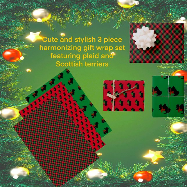 Popular Trendy Red Green Black Plaid Wrapping Paper Sheet (Your gifts will look fabulous!)
