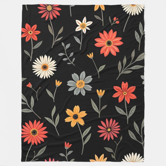 Popular Vintage Beautiful Floral Collection Fleece Blanket (Front)