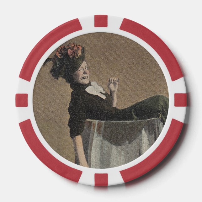 Popular Vintage Party Girl Wine Glass Poker Chips (Front)