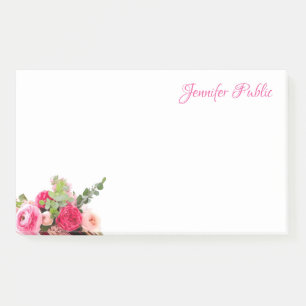 Popular Watercolor Floral Roses Handwriting Script Post-it Notes