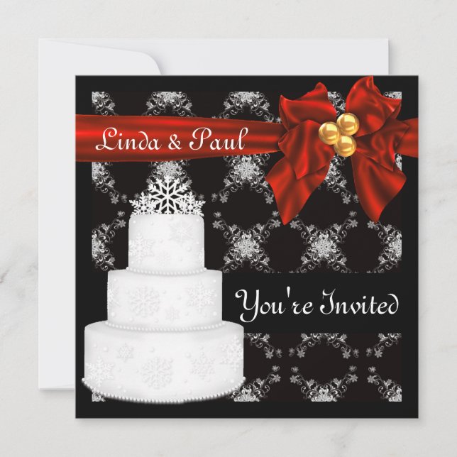 Popular WINTER Wedding  INVITATION With Snowflakes (Front)