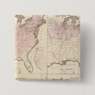 Population and Density - United States Census 1870 15 Cm Square Badge