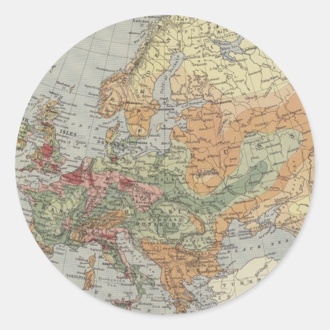 Population Density | European Map Classic Round Sticker (Front)