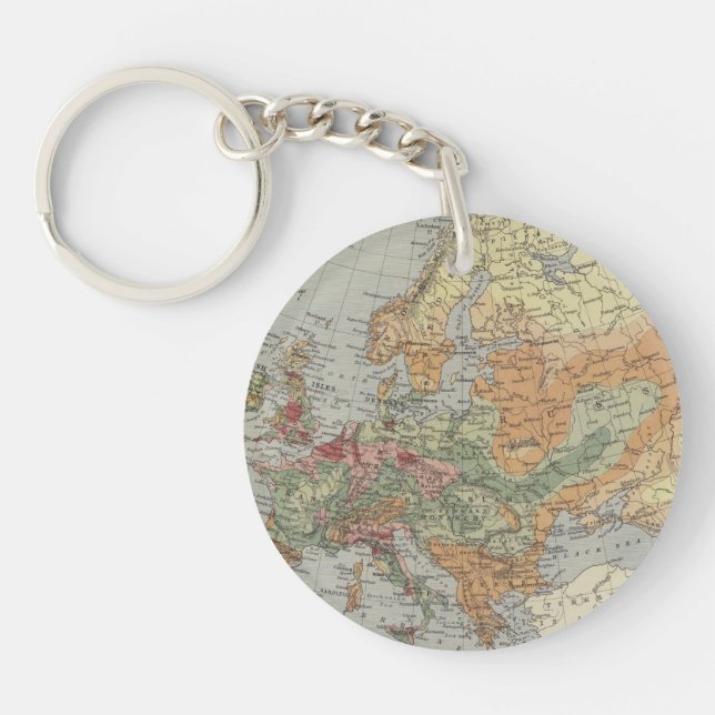 Population Density | European Map Key Ring (Front)