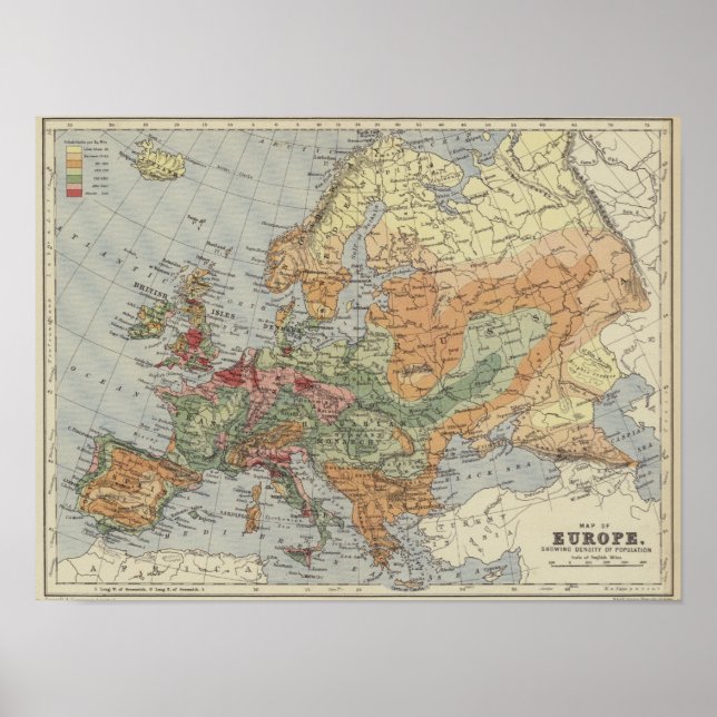 Population Density | European Map Poster (Front)