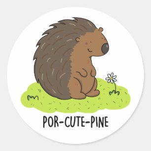 Por-Cute-Pine Funny Porcupine Pun  Classic Round Sticker