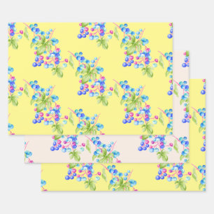 Porcelain Berries on a Wrapping Paper Sheet Set