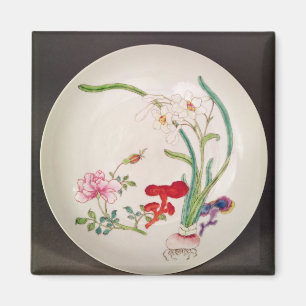 Porcelain dish, famille rose decoration, Yung Chen Magnet