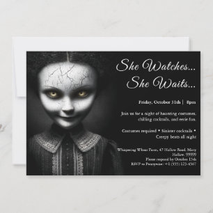 Porcelain Doll Halloween Costume Party Invitation