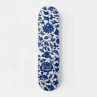 porcelain flowers blue and white skateboard