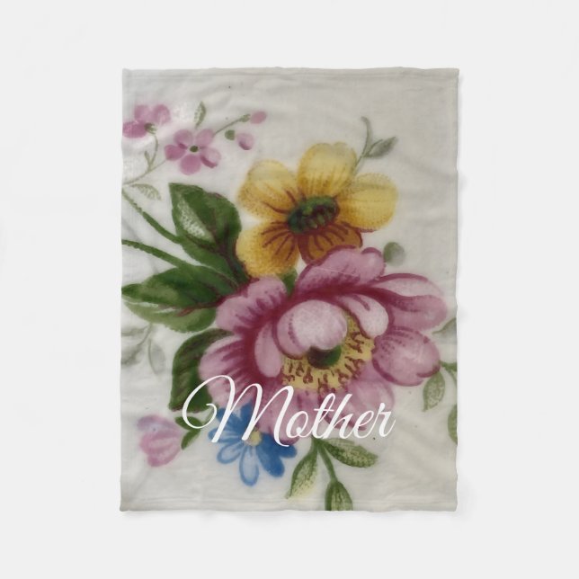 Porcelain Inspired Floral Fleece Blanket (Front)