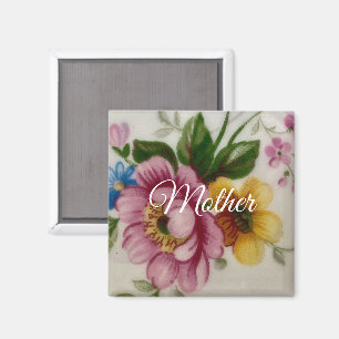Porcelain Inspired Floral  Magnet
