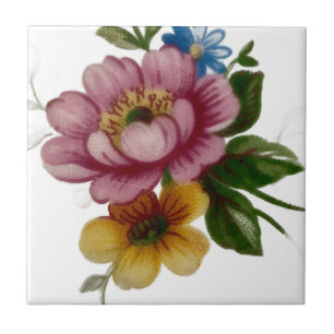 Porcelain Inspired Floral Tile