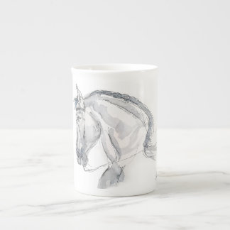 Porcelain mug with horse illustration