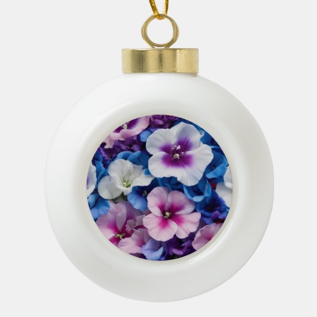 Porcelain Petals Elegance Ceramic Ball Christmas Ornament (Front)