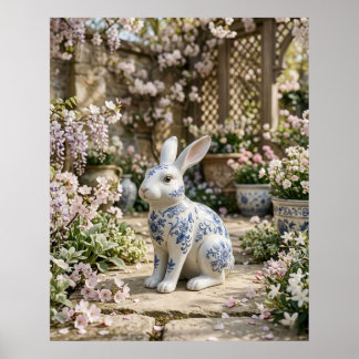 Porcelain Rabbit Blossom Calm Poster
