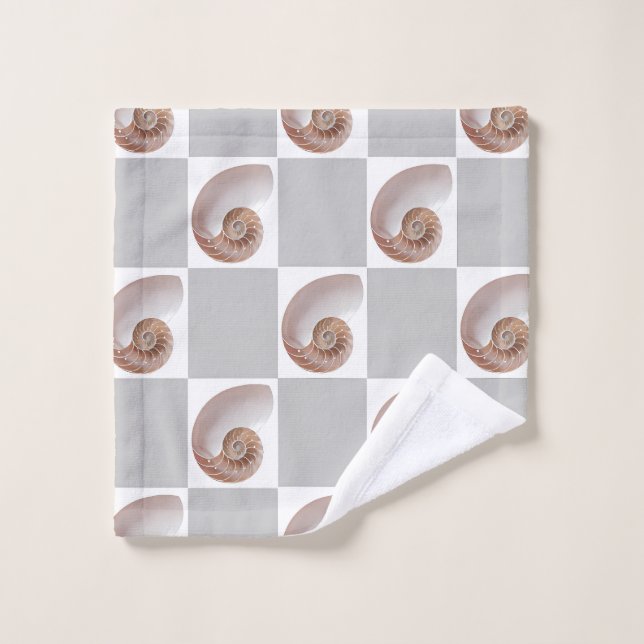 Porcelain Seashell Minimalist Chequerboard Pattern Wash Cloth (Wash Cloth)