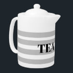 Porcelain Tea Pot - Grey Hoops<br><div class="desc">I have left it so you can either change the text,  take it off all together or leave as is.</div>