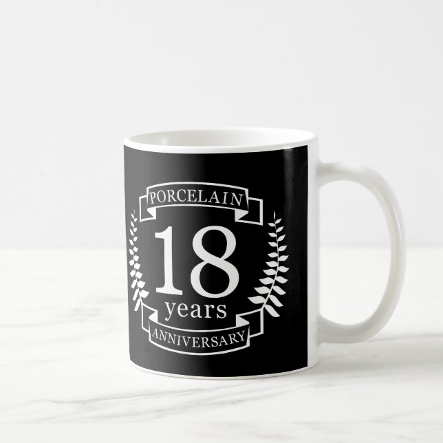 Porcelain traditional wedding anniversary 18 years coffee mug (Right)
